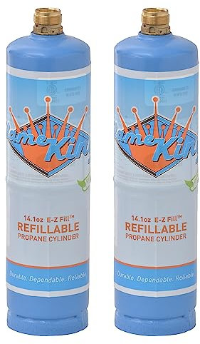 Flame King 1LB Empty Propane Welding Cylinder Tank, Reusable & Transportable - Safe and Legal Refill Option, 14.1 oz, Blue (2-Pk)