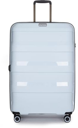 Stratic Straw + Hartschalen-Koffer Trolley Koffer groß Reisekoffer, nachhaltig, 4 Rollen, erweiterbar, TSA-Schloss (Größe L, Pastel blau)