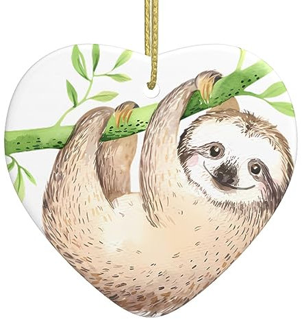 Faultier Druck Personalisierte Weihnachtskugel, Keramik Weihnachten Hängende Ornament, Weihnachtsbaum Dekoration Für Freund Freundin Frau Xmas Geschenke
