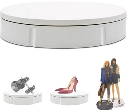 UIHECTA Piatto Rotante Elettrico, Giradischi Elettrico Professionale, Espositore Girevole Motorizzato 360°, per Esposizione Prodotti, Gioielli, Spettacoli Torte Nuziali,30cm,A—White