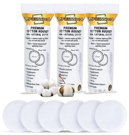 ImpressionZ Premium Cotton Rounds for Face (300 Count) – 100% Pure Natural Cotton Pads, Hypoallergenic, Lint-Free Makeup Remover, Toner & Cream Applicator for Sensitive Skin
