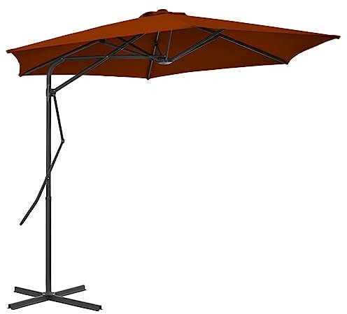 MNISDFL Strand Sonnenschirm Ampelschirm Balkon Regenschirm Sonnenschirm mit Stahlmast Terracotta-Rot 300x230 cm
