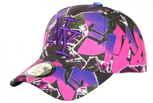 Berretto NY Rosa e Viola Originale Fashion Streetwear Baseball Larsy - Uomo, Rosa, taglia unica
