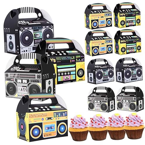 Ciieeo 12Er Boxen Radiorecorder Party-Süßigkeits-Einkaufsbox Neuheit-Boom-Geschenkboxen Partydekoration im Stil der 1980er vintage box radio box Ornament Hochzeitsdekorationen Partyboxen