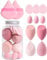 Kztm 14psc Beauty Blender Foundation Sponges,Powder Puffs + Liquid Sponges Set, Makeup Blending Sponges & Powder Puffs, For Foundation, Concealer, & Setting Powder (One size, 14, count, pink)