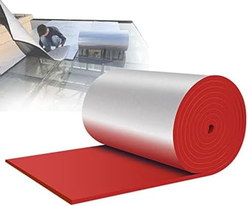 Self-Adhesive Aluminium Insulation Foil Thermal Bubble Double,Fire-Proof and Sun-Proof Board,use Loft, Floor, Wall, Motorhome,Boat Shed Reflector Save Energy Kit Car Garage Doors Roll,Red,30