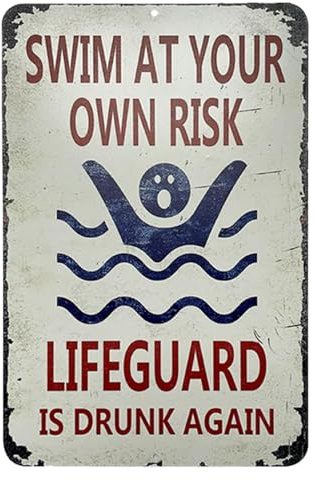 Pool-Sicherheitsschild – Pool-Warnschild – Vintage-Metall-Pool-Warnschild mit humorvollem Textdesign für Schlafzimmer, Wanddekoration