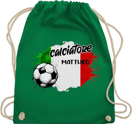 Turnbeutel Rucksack - 2024 Fussball EM Fanartikel - Personalisierbares Italien Motiv | Individuelles Italia Design | Mit eigenem Namen | Italy - Unisize - Grün - fußball personalisierte geschenke