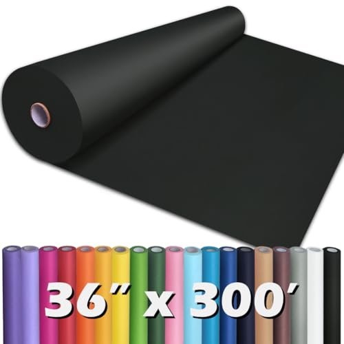 PerkHomy schwarze Kraftpapierrolle, 91,4 x 9,1 cm, für Geschenkverpackungen, Blumenstrauß, Blumen, Kinder, Kunst, Malen, Basteln, Schreiben, Verpacken, Versand, 80 g/m², 25 kg (Schwarz, 91,4 x 300 m)