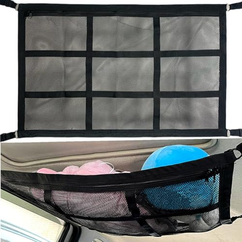 80×52cm Gepäcknetz Autodach, Universal Doppelschicht Gepäcknetz Auto, Aufbewahrungsnetz, Auto Netz Dachhimmel Für Lagerung, Camping, Reisen