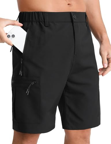 APTRO Mens Cargo Hiking Shorts Outdoor Lightweight Golf Casual Shorts for Men with 5 Zipper Pockets Black L