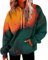 Wolldecke für Damen, Fleece, durchgehender Reißverschluss, langärmliges Sweatshirt mit Farbverlauf, Buchstaben bedruckt, Taschen und Kapuzen-Sweatshirt, Damenpullover, grün, XXL