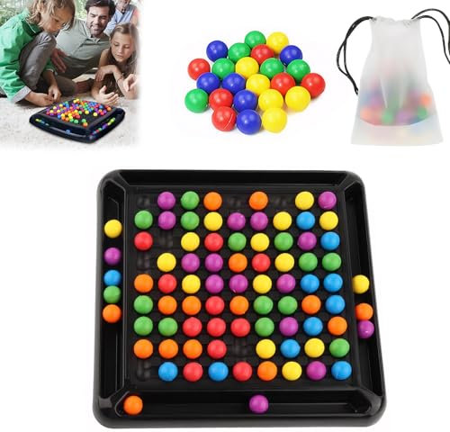 Intellektuelles Schachbrett Doppelduell, 80 Pcs Rainbow Ball Gesellschaftsspiele Spiel mit Kugeln, Rainbow Ball Elimination Brettspiel, Tabletop Familienspiele Partyspiele für Erwachsene Kinder