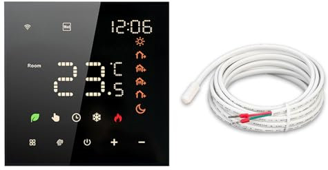 16A Smart Thermostat für Electric Fußodenheizung, WiFi Heizungsthermostat Digital Raumthermostat Kompatibel mit Alexa, Google Home (Schwarz für Electric Fußodenheizung 16A)