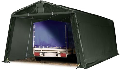 TOOLPORT Zeltgarage 3,3 x 6,2 m Premium Carport PE 600 N Plane Unterstand Lagerzelt Garage in grün