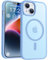 PuyaTeya für iPhone 13/14 Hülle, mit Magnetisch, Militärschutz Transluzent matt stoßfest Anti-Kratzen/Anti-Fingerprint/Anti-Glatte Handyhülle für iPhone 13/14 (Far Peak Blue)
