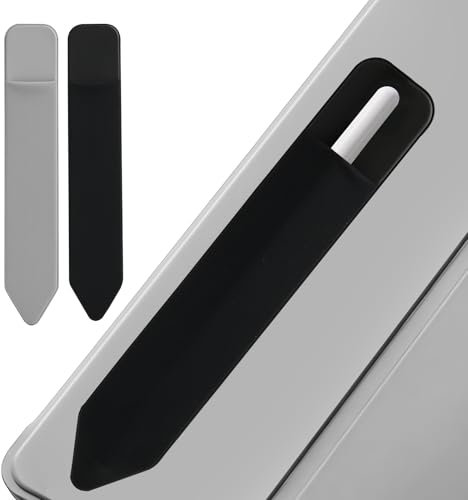 CAIHINIER 2 Stück Pencil Hülle, Pencil Case Halter für Apple (Pro und 1./ 2. Generation), Elastische Tasche für Stylus Pen, Tasche Klebehülle an der Hülle für Pencil befestigt, Schwarz/Grau
