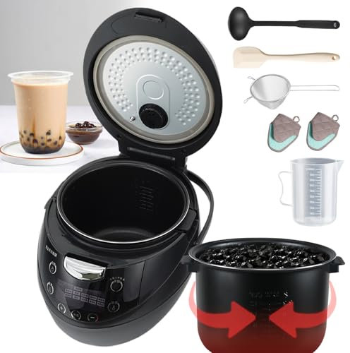 agreilduite 900 W Bubble Milk Tea-Maschine mit 6 l oder 8 l Antihaftbeschichtung, gewerblicher Tapioka-Perlenkocher mit Sieblöffel/Löffel/Schaber/Messbecher/Handschuhen,8l(max1.5kg)