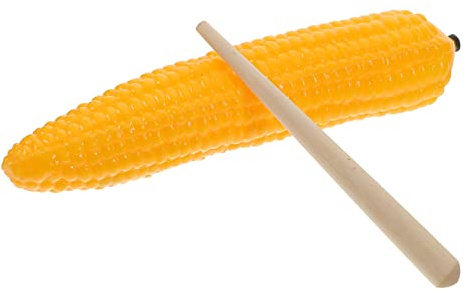 Artificial Corn Maraca Musical Shaker Abs Wood with Stick | Cartoon Yellow Finish, Lightweight Build, Fine Workmanship for Boys and Girls Learning Play