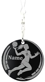 Personalisierte Handball Schlüssel Anhänger - Geschenkideen für Handballerinnen, Geburtstagsgeschenk für Handballerin Spielerin, vereins geschenk aus Schwarzen Acryglas