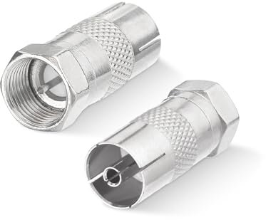 Superbat F-type to TV Aerial Connector F Male to TV Pal Female Aerial Socket Coax Adapter 2Pcs for Modem, Antenna Cable, Satellite Receiver, Audio Video Equipment
