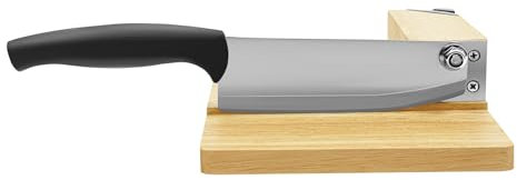Meat Slicer,Guillotine Slicer,Stainless Steel Blade& Rubber Wood Chopping Board,Equipped with A Sharpener,Scale on The Countertop,Used to Cut Bacon,Beef Jerky,Corn,Ham