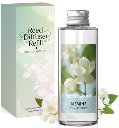 Scent-Hi Raumduft Nachfüller, 200ml Jasmin, Nachfüller für Duftdiffusor | Reed Diffuser Refill, Raumbeduftung für Schlafzimmer, Badezimmer, Büro, Wohnkultur