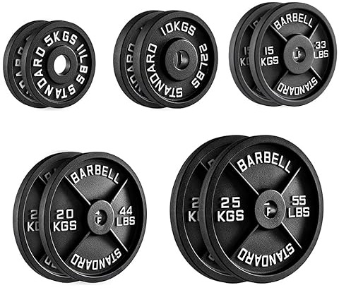 FK Sports Olympic Weight Plates, 2 Cast Iron Weights, Barbell Plates 2.5kg, 5kg, 10kg, 15kg, 20kg, 25kg, Durable Weight Plates for Home Gym & Fitness, Weight Set, Sold in Pair (150KG Set)