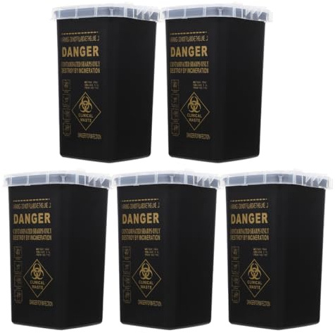 PACKOVE 5 Stück-pack Kanülenbox Klein Mit Klappdeckel Robuster Nadelabfallbehälter Aus Kunststoff Rot Hoher Sicherheitsstandard Für Tattoo Studios Klinik Büro Und Zuhause