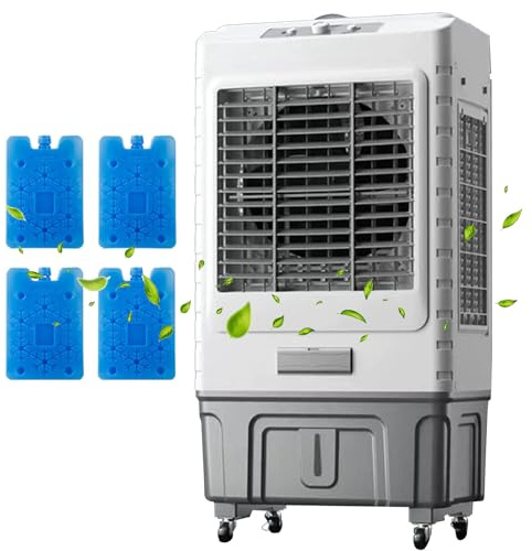 Ventilateur de refroidissement par évaporation avec oscillation à 120° et grand réservoir d'eau – Climatiseur portable pour un refroidissement efficace dans les maisons, les bureaux et les magasins