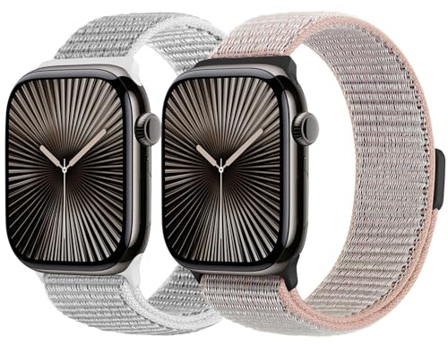BTTNG 2 Pack Nylon Straps Compatible with Apple Watch Straps 49mm 46mm 45mm 44mm 38mm 40mm 41mm 42mm Women Men,Soft Nylon Strap Replacement Bands for iWatch Series 11 10 9 8 7 6 5 4 3 2 1 SE Ultra3