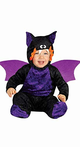 FIESTAS GUIRCA | Mini Fledermaus Kostüm Baby (18-24 Monate/88 cm) – Mit Flügeln, Kapuze, Overall und Fußteilen – Tierkostüm Halloween Karneval Mottofest Unisex Kinder – Schwarz Lila