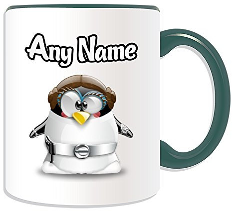 Personalised Gift - Princess Leia Organa Mug (Penguin Film Character Design Theme, Colour Options) - Any Name / Message on Your Unique - Costume Movie Superhero Hero Star Wars Jedi Lightsaber Laser Sword General Skywalker