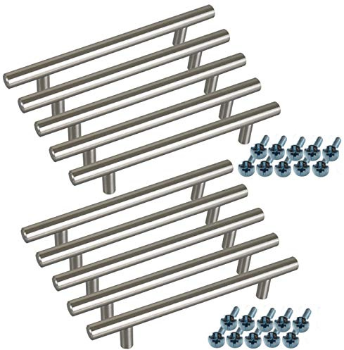 Stahlia Möbelgriffe Edelstahl 192 mm Schrankgriffe silber Edelstahlrohr Ø10mm (10 Stück) Schubladengriffe Küchengriffe Stangengriff Handgriff Relinggriff