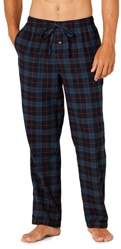 Amazon Essentials Pantalon de Pyjama Respirant en Flanelle (Disponible en Grandes Tailles et Grandes Longueurs) Homme, Noir Bleu Écossais, S