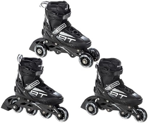 RAVEN Profession 3in1 Inlineskates Triskates Rollschuhe Inliner für Kinder und Erwachsene verstellbar (Black, 38-42 (25cm-27,5cm))