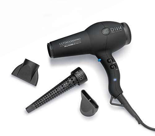 Diva Pro Styling Ultima 5000 Pro Haartrockner, 2200W ACMotor, schwarz, 1 Kg