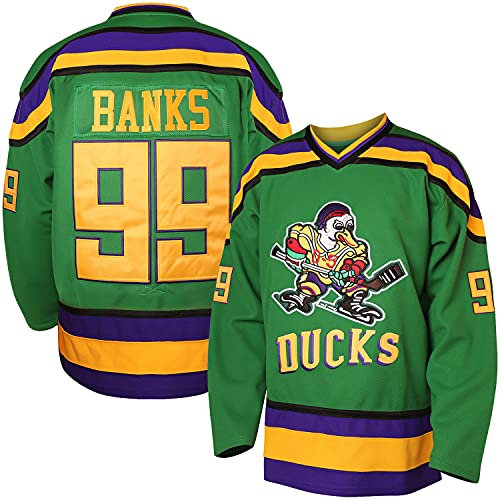 Charlie Conway #96 Mighty Ducks Adam Banks #99 Movie Ice Hockey Jersey, 99 Grün, XL