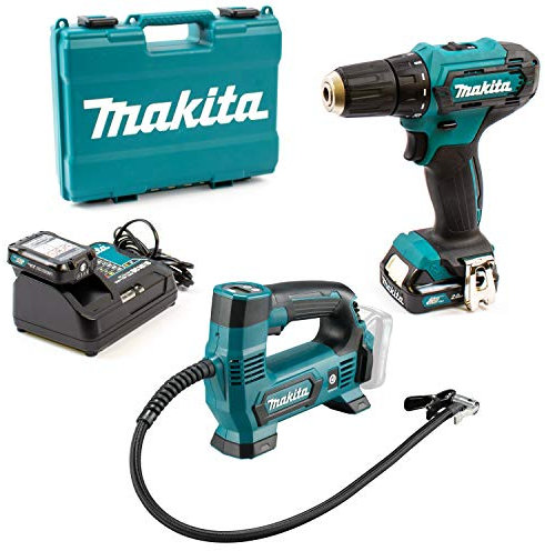 Makita Bohrschrauber DF333DSAE 12V + Kompressor MP100DZ 2x2,0Ah|Lader im Koffer
