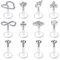 Crdifu 12stk Bioflex Lippenpiercing Labret Stecker Set Flexibel Kunststoff 6/8/10mm Lippe Helix Piercing Retainers