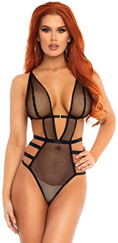 LEG AVENUE Damen Fishnet Teddy Dessous-Set