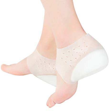 Supvox Silikon Erhöht Einlegesohlen Fersenschutz Gelkissen Fersensporn Erhöhung Fersenkissen Fersensock Fußpflege für Frauen Männer 1 Paar (5,5cm)