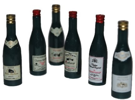 alles-meine.de GmbH 6 Flaschen Miniatur - Flasche Wein Champagner Sekt - Weinflaschen - Getränk Getränke Set Weinflasche für Küche - Puppenstube Küche - Maßstab 1:12