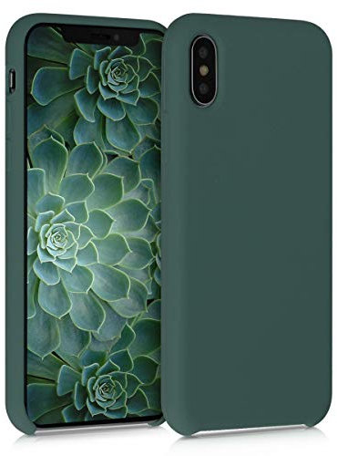 kwmobile Cover per Apple iPhone X Custodia - Back Case per Smartphone in Silicone TPU - Protezione Gommata - verde blu