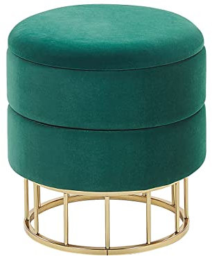 Pouf mit Stauraum Samt dunkelgrün/gold Elgin