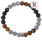 Attraction Zen Höchstschutz-Armband 8mm aus zertifiziertem Naturstein: Tigerauge aus Südafrika/Schwarzer Obsidian aus Mexiko/Labradorit aus Kanada - Elastisches Armband - Handgefertigt
