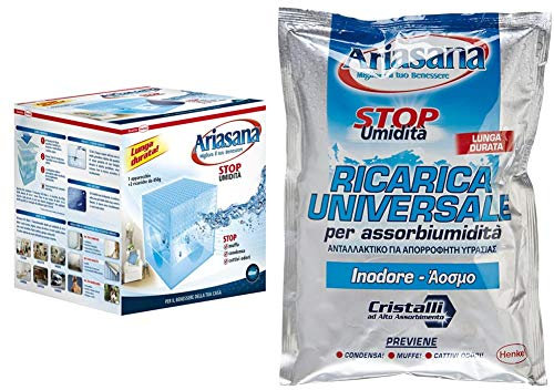 Ariasana 673932 Kit Maxi Classic Assorbiumidita, 2 x 450 g & 673937 Ricarica Sali assorbiumidita, Inodore, 1 Busta, 450 g
