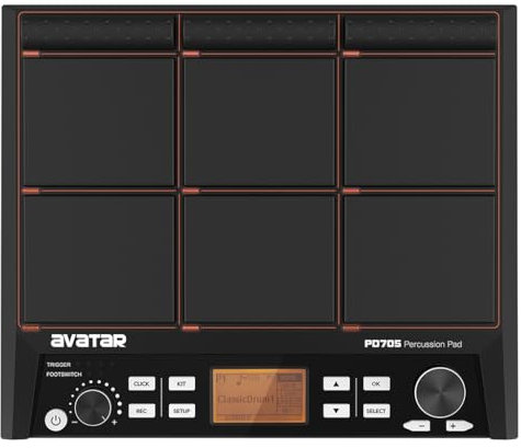 HXW PD705 Sample Pad Percussion Multipad Portable Electric Drum Set Drum Machine With Built-in 592 Sounds, Metronome, Effecter, Looper, Support USB/MIDI/AUX Connectivity