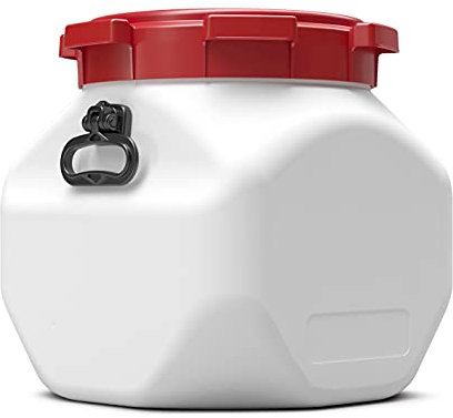 Curtec 40, 50,66, 80 Liter qadratisches Fass Vorratstonne Lagerfass Wassertonne dicht verschließbar für Lebensmittel geeignet (weiß, 40 Liter)