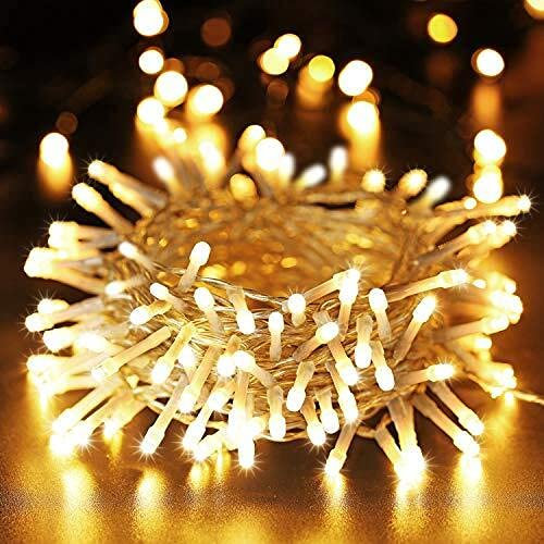 PhilzOps Weihnachten Deko Lichterkette Outdoor, 20M 200 LED Warmweiß Lichterkette Strombetrieben Innen Wasserdicht Weihnachtslichterkette für Innen Haus Party Hochzeit Valentinstag Raum Außen Garten